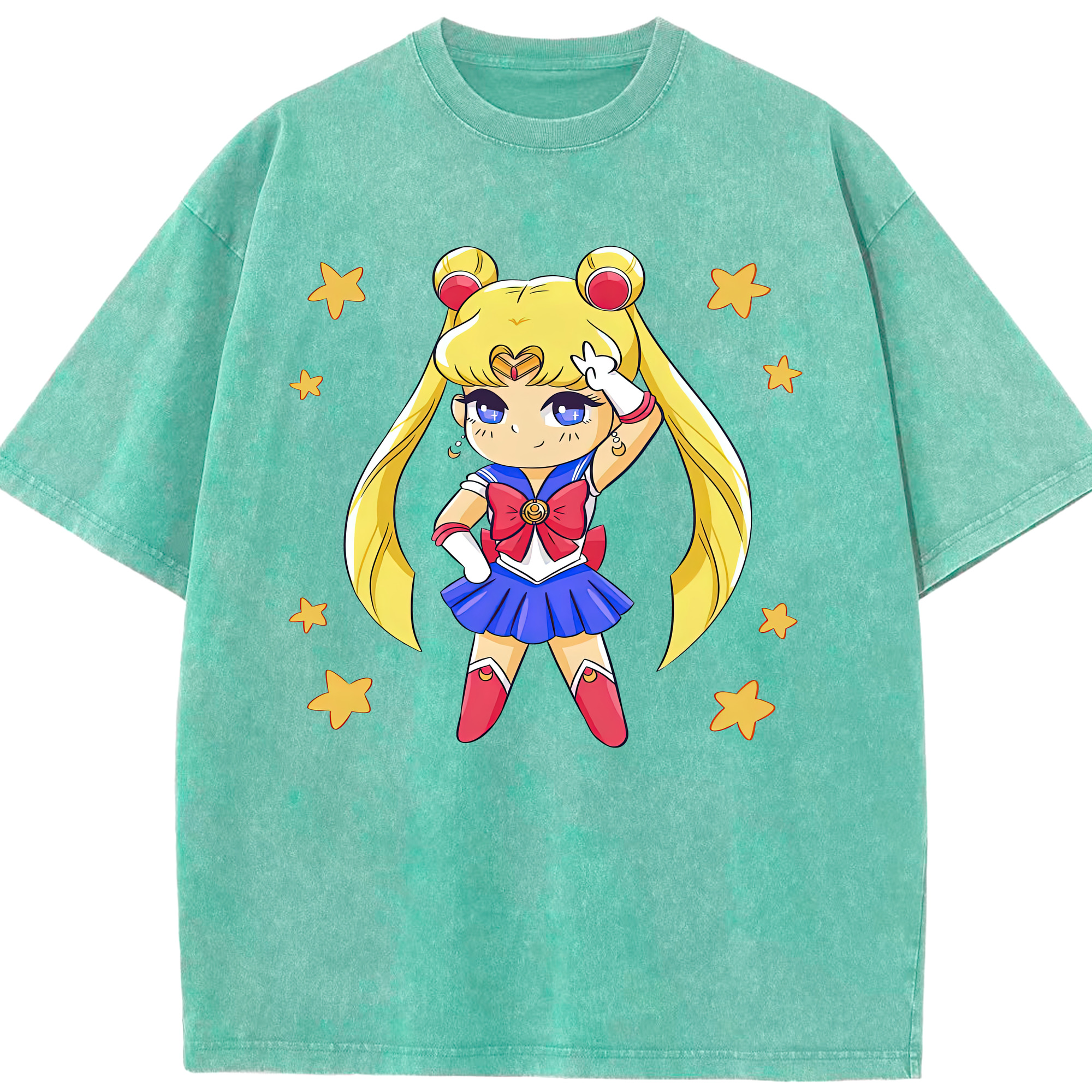 （画像用） 美少女戦士セーラームーン 月野 うさぎ つきの うさぎ Sailor Moon Tsukino Usagi 綿100% ヴィンテージ風 半袖Tシャツ（フロントプリント）
